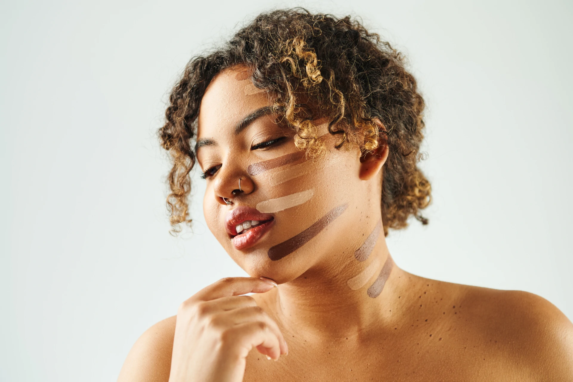 Light brown woman with swatches Groundworks